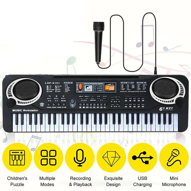 61 Keys Kids Electronic Keyboard Piano With Microphone Musical Instrument USB Digital Electric Organ Gifts Toys for children