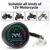 MH 12V Motorcycle Speedometer Instruments Odometer Tachometer Indicator Led Round 12000rpm For Harley Honda Yamaha Suzuki Racer