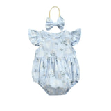 Newborn Baby Girls Rompers Ruffle Cotton Baby Girl Clothes Spring Summer Print Jumpsuits 2pc Outfits Sunsuit Baby Clothing