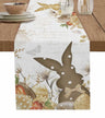 Easter Bunny Spring Flowers Linen Table Runner Washable Dresser Scarves Table Decor Festival Wedding Kitchen Decor Table Runner