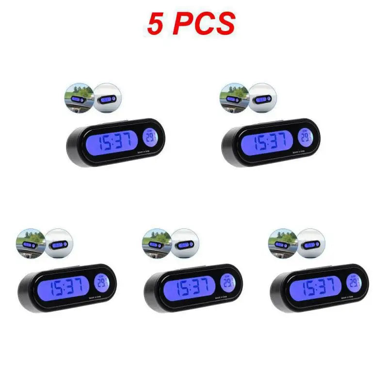 1~10PCS Car Mini Electronic Clock Time Watch Auto Dashboard Clocks Luminous Thermometer Black Digital Display Car Accessories