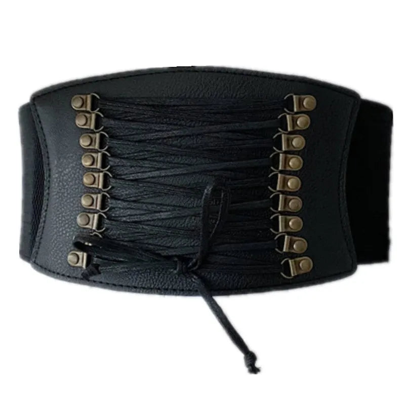 Free Shipping New Popular Cummerbunds Dress Elastic Bow Rope Velvet Vintage Rivet Tassel Wide Cummerbund Waist Belt Female Lady