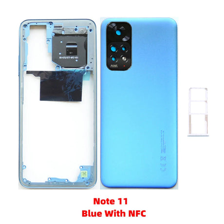 Original For Xiaomi Redmi Note 11 Middle Frame With NFC + Back Door Cover + Camera Lens + Sim tray Smartphone Repair Parts