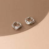 WANTME 925 Sterling Silver Punk Irregular Texture Shiny Zircon Beads Ear Bone Gothic Hoop Earrings for Women Piercing Jewelry