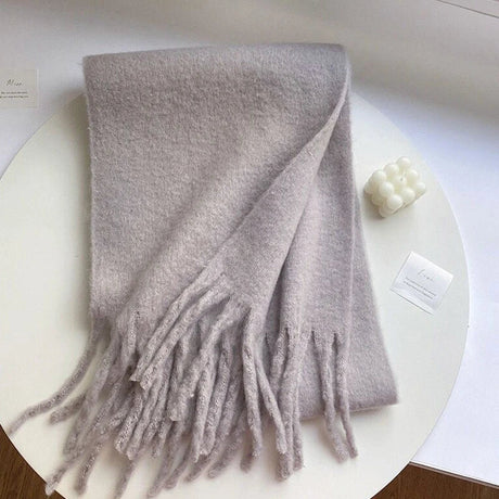 Luxury Cashmere Bright Solid Color Women Scarf Winter Shawl and Wrap Classic Tassel Female Foulard Thick Blanket Shawl Accessory