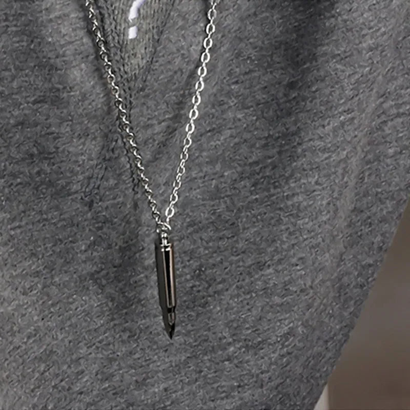 Bullet Necklace for Men Hiphop Silver Gold Black Color Pendant Stainless Steel Jewelry Gift Cool Stuff(GN199)