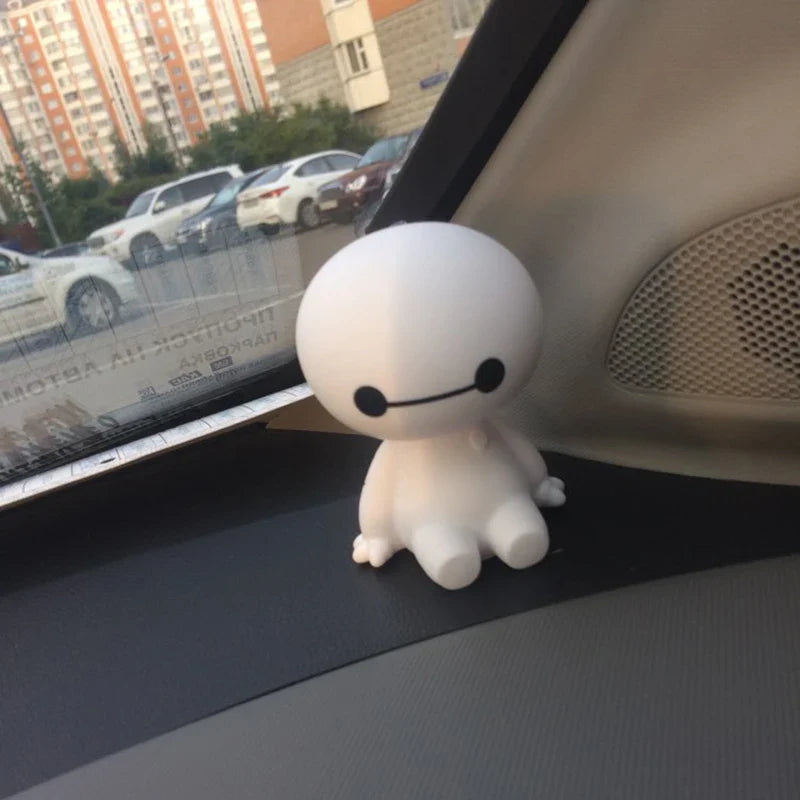 Car ornaments cute shaking his head big white robot doll car ornaments toy accessories