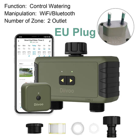 Diivoo 1/2/3 Zone Garden Watering Timer Wifi Automatic Drip Irrigation Controller Water Valve Garden Automatic Watering System