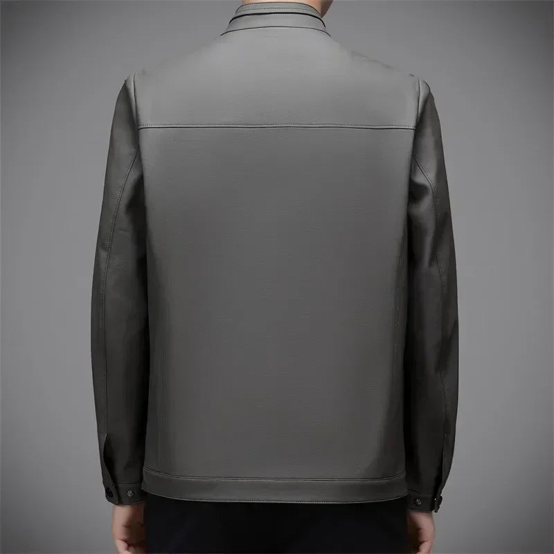 Spring and Autumn New Genuine Leather Clothes Men's Luxury Coat Stand Collar Leather Jacket Thin Casual Jacket Handsome Jacket