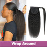 Racily Hair Kinky Sraight Ponytail Human Hair Afro Kinky Ponytail Hair Extensations Wrap Around Clip In Ponytail Black Yaki Hair