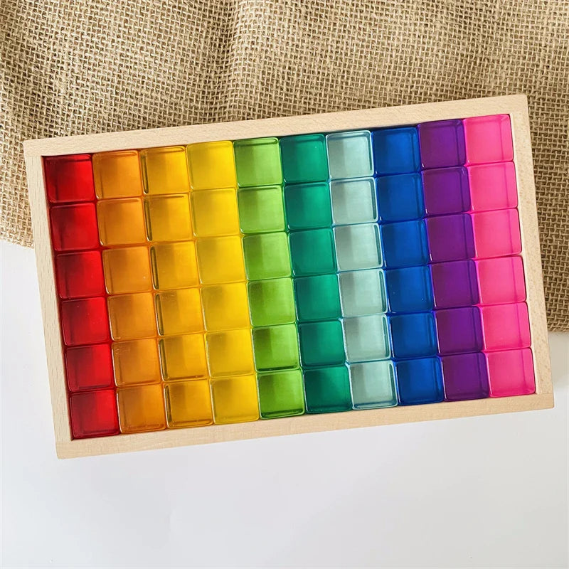 Acrylic Cubes Rainbow Gem Blocks Transparent Stacking Toys Sensory Training Crystal Toys Early Educational Toys for Children