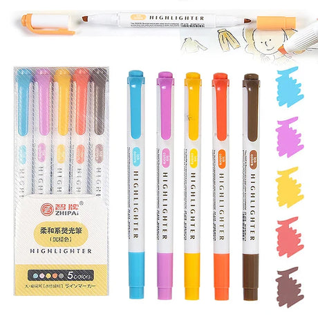 Highlighters Pastel Pen Set Colored Markers Colors Kawaii Cute for Kids Stationery Aesthetic Office School Supplies