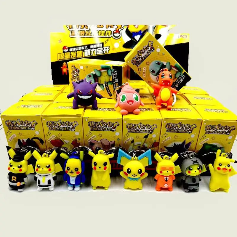 24 pieces/set Pokemon New Anime Kawaii Pikaqiu Keychain Blind Box Doll Toy Cute Children's Creative Birthday Gift Pendant