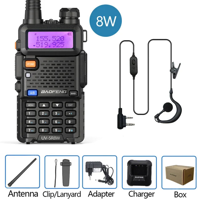 Baofeng UV-5R 8W True High Power 8/5W Powerful Walkie Talkie Long Range 16km Dual Band Two Way Radio CB Portable UV5R Hunting