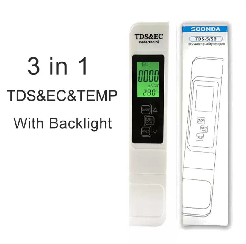 2-in-1 PPM Water TDS Meter Tester Drinking Water Quality Analyzer Monitor Filter Rapid Test Aquarium Hydroponics Pools PPM TDS-3