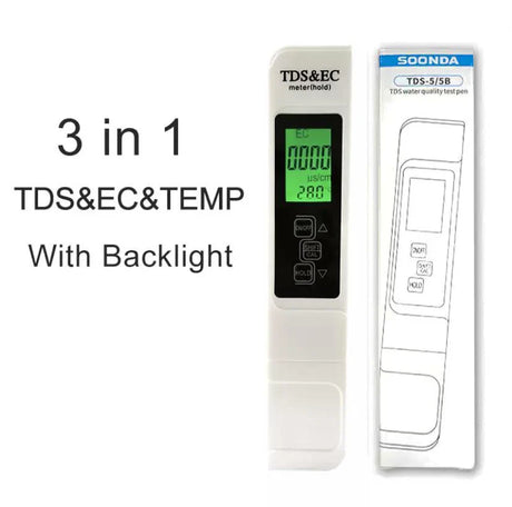 2-in-1 PPM Water TDS Meter Tester Drinking Water Quality Analyzer Monitor Filter Rapid Test Aquarium Hydroponics Pools PPM TDS-3