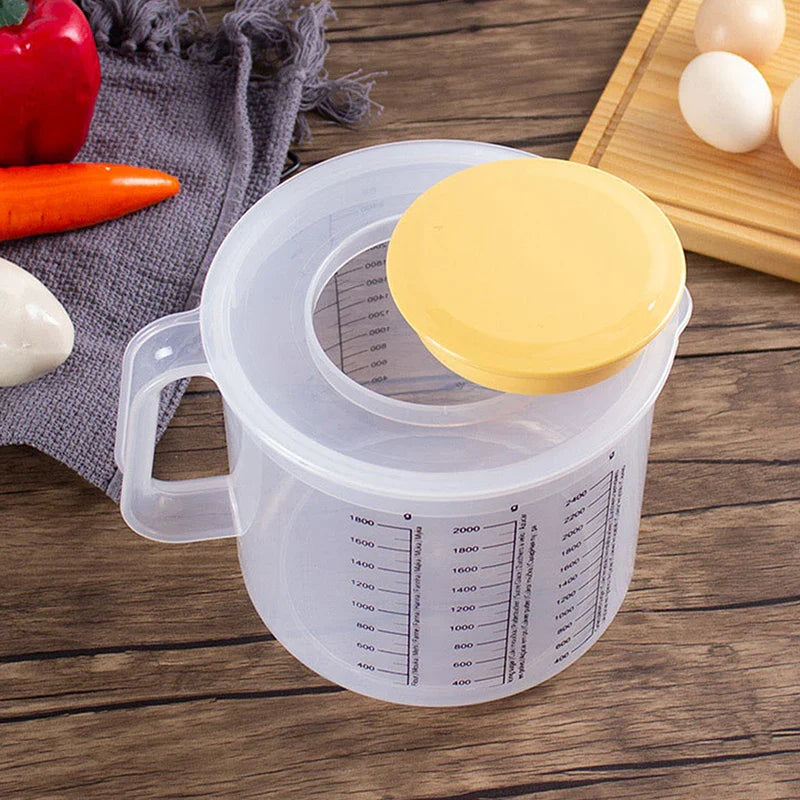 1Pc 2.5L Large Capacity Baking Measuring Cup Scale Kitchen Mixing Bowl with Lid Transparent Plastic for Home Tools