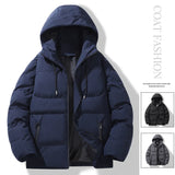 UETEEY Winter Windproof Warm Men Down Jacket Thicken Outdoor Solid Casual Loose Parkas Life Hooded Windbreaker Street Coat Male