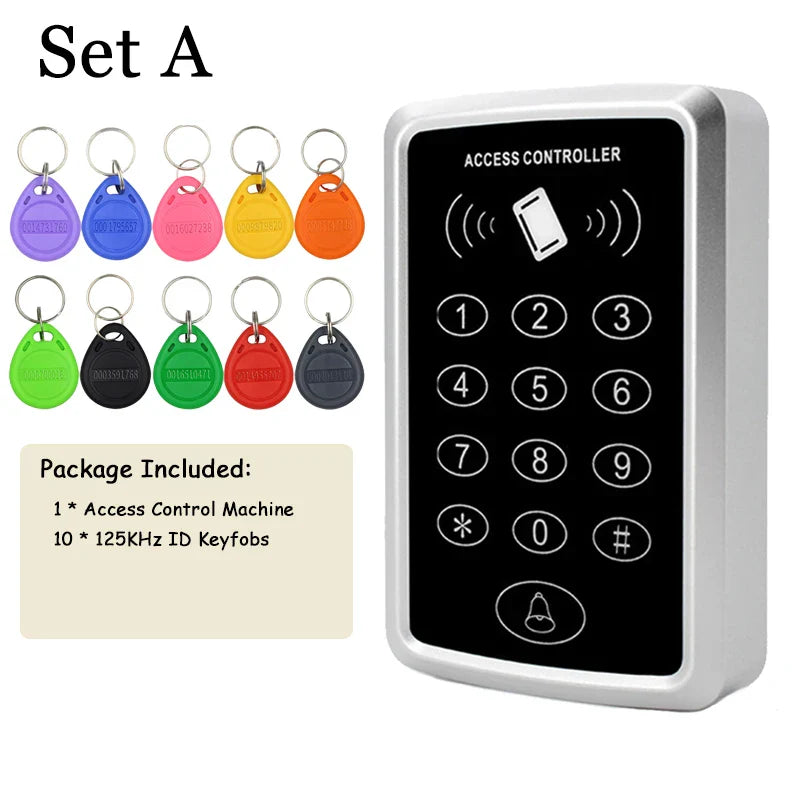 125KHz RFID Access Control Keypad EM Card Reader Door Access Control System Door Lock Opener Keyboard System Support 1000 Users