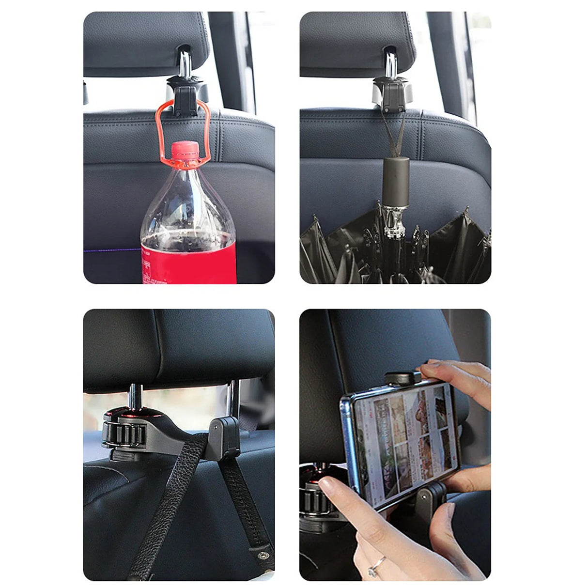 Car Storage Bag Hook Auto Back Seat Headrest Hooks 2 In 1 Car Seat Organizer Hangers With Phone Holder For Handbag Grocery Bag