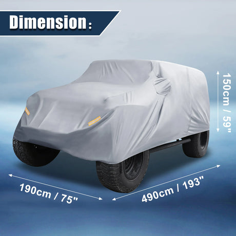 Uxcell Car Cover for Jeep Wrangler JK 2 4 Door 2007-2017 for JL 2018-2021 Outdoor Waterproof Sun Rain Dust Wind Protection