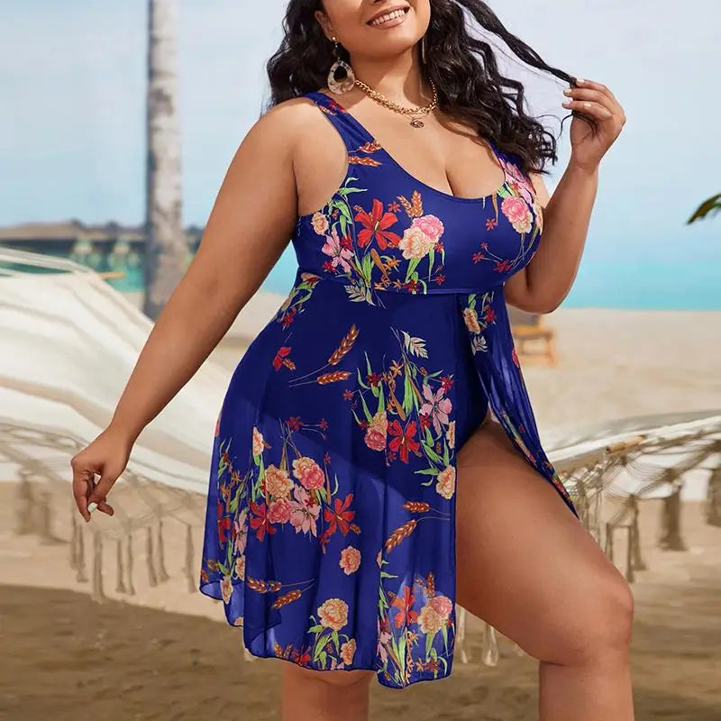 Women Floral Plus Size Bikini Printed Sexy Swimwears High Waist Loose Fashion Female Swimsuit Party Beach Spring Summer