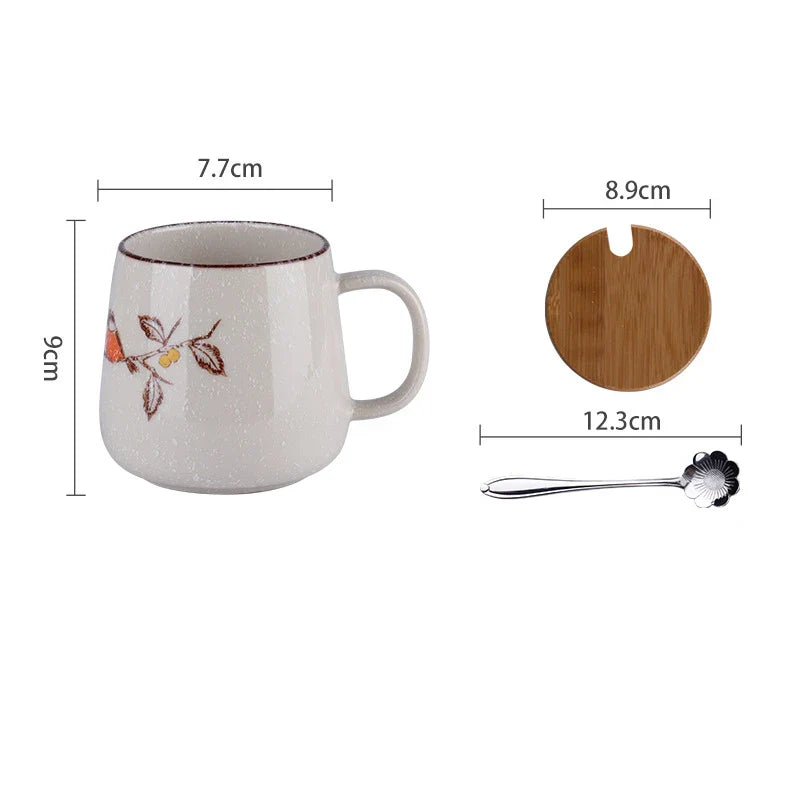 YWDL 380ml Japanese Retro Style Ceramic Coffe Mug Kiln Glaze Milk Breakfast Cups Home Teacup Tumbler Water Mug Gift For Friends