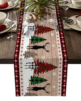 Christmas Snowman Table Runner for Kitchen Decor Snowflakes Christmas Tree Table Runner for Wedding Festive Party Dresser Scarf