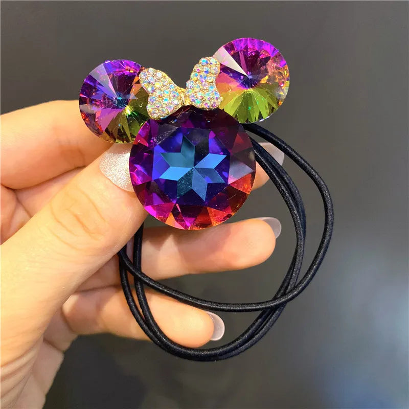 Cute Girls Elastic Hair Band Square Elegant Rhinestone Shiny Crystal Gem Hair Accessories Scrunchies Pearl Hair Ties Wholesale