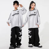 New Teenagers Kids Hip Hop Dance Costume Long Sleeve Tops Baggy Pants Boys Street Dance Wear Girls Jazz K-pop Performance Suit