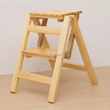 Solid Wood Household Multifunctional Folding Ladder Chair Indoor Climbing Ladder Dual-use Three-step Four-step Ladder Stool