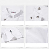 Men's Chef Jacket Short Sleeve Kitchen Clothes White Restaurant Waiter Uniform Food Catering Cook Coat Bakery Cafe Workwear