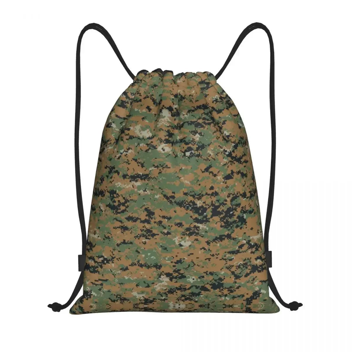 Custom Green Brown Military Camouflage Drawstring Bags Men Women Lightweight Army Jungle Camo Sports Gym Storage Backpack