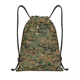 Custom Green Brown Military Camouflage Drawstring Bags Men Women Lightweight Army Jungle Camo Sports Gym Storage Backpack