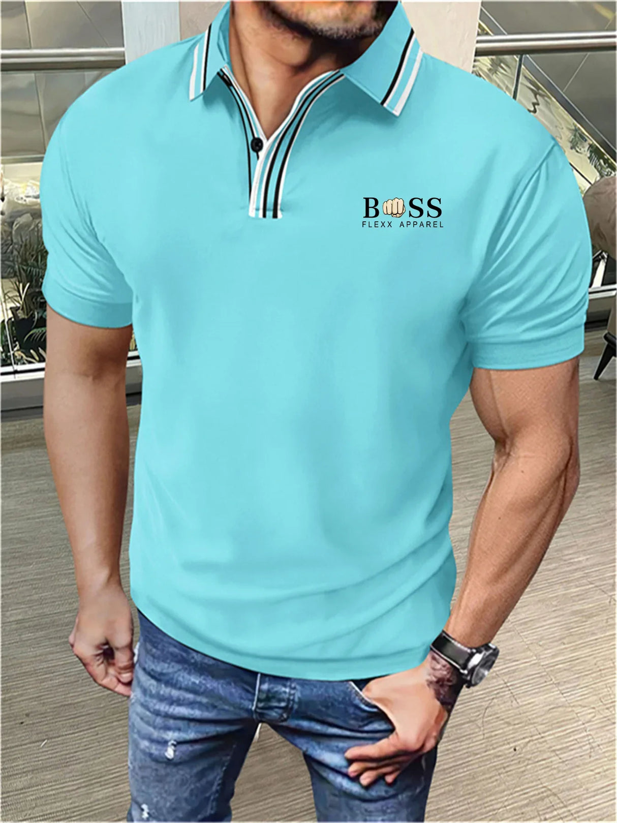 Autumn And Winter New Men's POLO Shirt Double-layer Standing Collar Shirt Long-sleeved Sports Polo Shirt High Quality Shirt