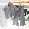 Girls Summer Clothing Suit Children Short-Sleeved Polo Shirt Wide Leg Pants 2Pcs Sets Baby Loungewear Fashion Pit Stripe Outfits