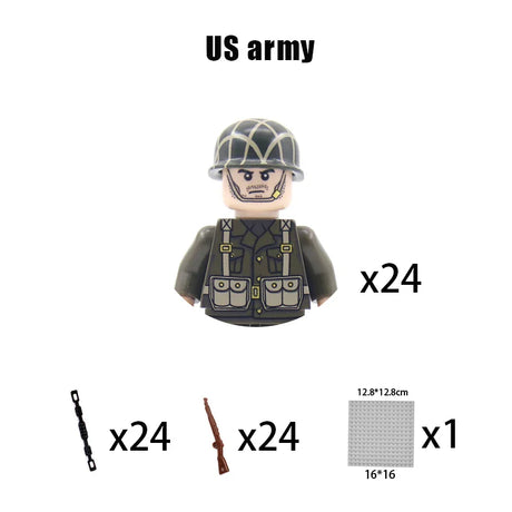 New WW2 Military Building Block Germany US British French Soviet Italian Action Figure Soldier Army Weapon Bricks Kids War Toys