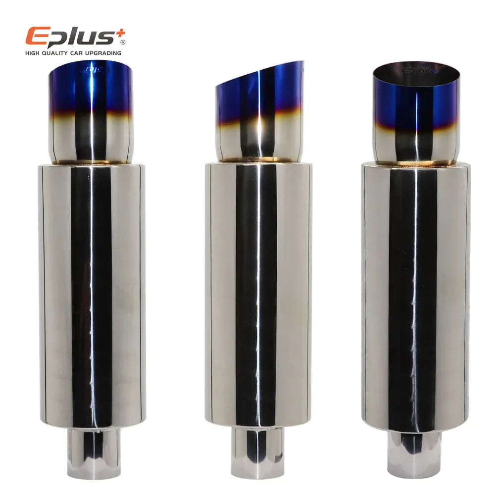 EPLUS Car Exhaust Straight Pipe Muffler Tail Pipe Universal High Quality Stainless Steel Interface 51 63 76MM Exhaust System End