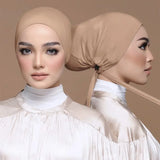 Inner Tie Back Hijab Cap Modal Turban Hat Inner Hijab Caps Islamic Underscarf Bonnet India Hat Female Headwrap Turbante Mujer