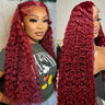 13x4 13x6 Deep Curly Lace Frontal Wig Transparent 99J Burgundy Curly Lace Front Wigs Red Colored HD Deep Wave Human Hair Wigs