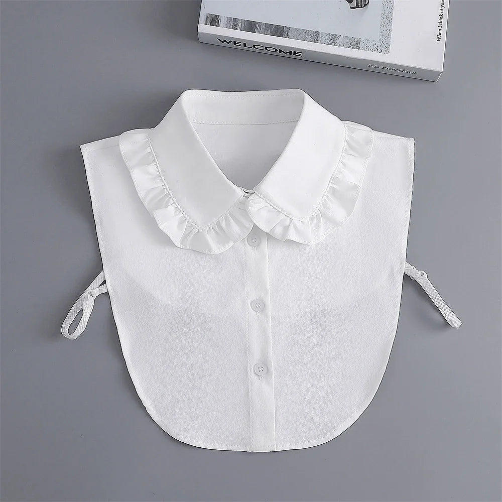 Women Fake Collar Shirt Ruffles Lapel Detachable Shirt Collar Girls Sweater False Collar Blouse Clothes Accessories Tie Faux Col