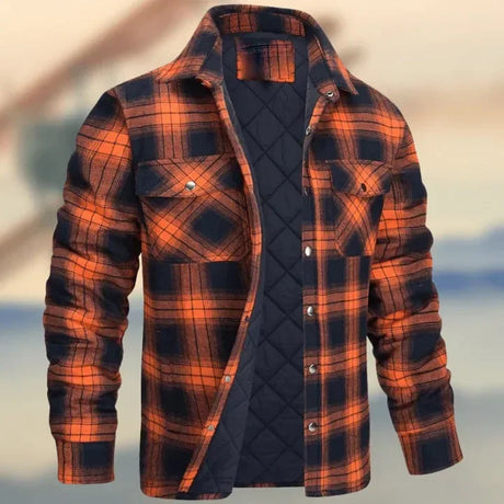 Autumn Winter Fashion Men's Coat Long Sleeve Lapel Plaid Thick Shirt Men's Jacket