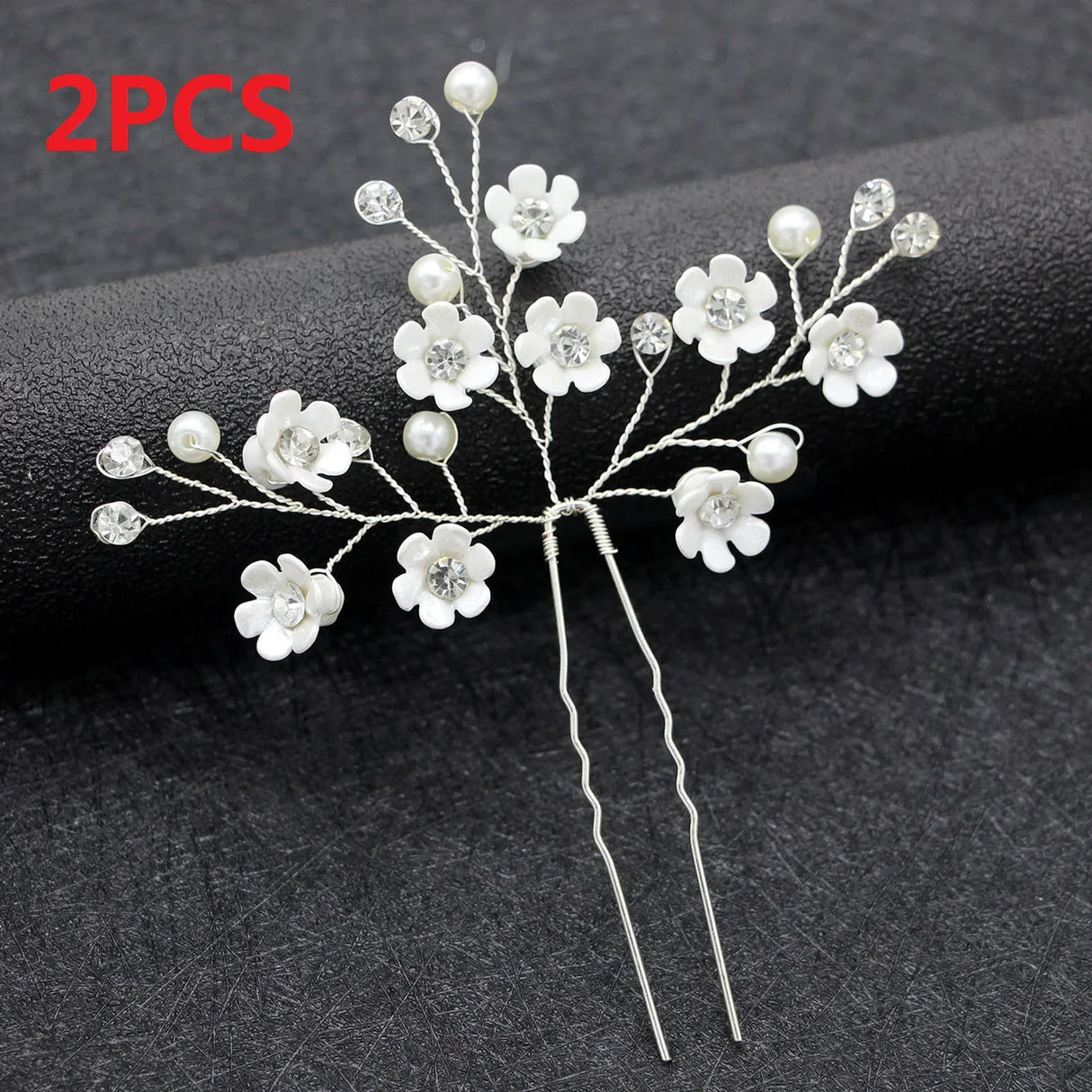 U-shaped Pearl Hairpin Hair Clips Golden Leaf Side Pin Fashion Party Girls Crystal Tiaras Wedding Hair Jewelry Marrige Headdress