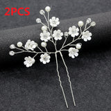 U-shaped Pearl Hairpin Hair Clips Golden Leaf Side Pin Fashion Party Girls Crystal Tiaras Wedding Hair Jewelry Marrige Headdress