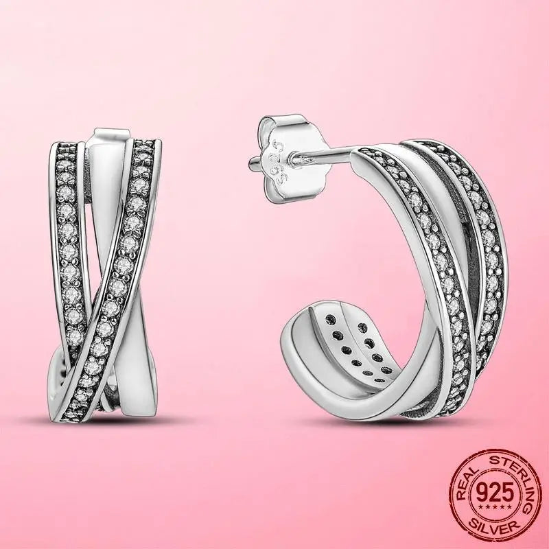 Earrings 925 Silver Asymmetrical Heart Hoop Earrings for Women Fashion Trendy Sterling Silver 925 Earring Original Jewelry Gift