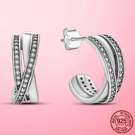 Earrings 925 Silver Asymmetrical Heart Hoop Earrings for Women Fashion Trendy Sterling Silver 925 Earring Original Jewelry Gift