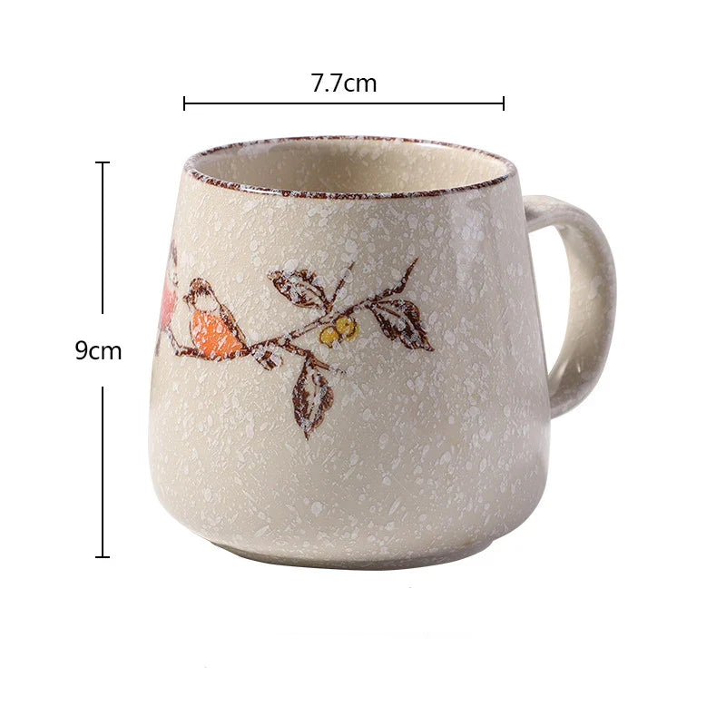 YWDL 380ml Japanese Retro Style Ceramic Coffe Mug Kiln Glaze Milk Breakfast Cups Home Teacup Tumbler Water Mug Gift For Friends