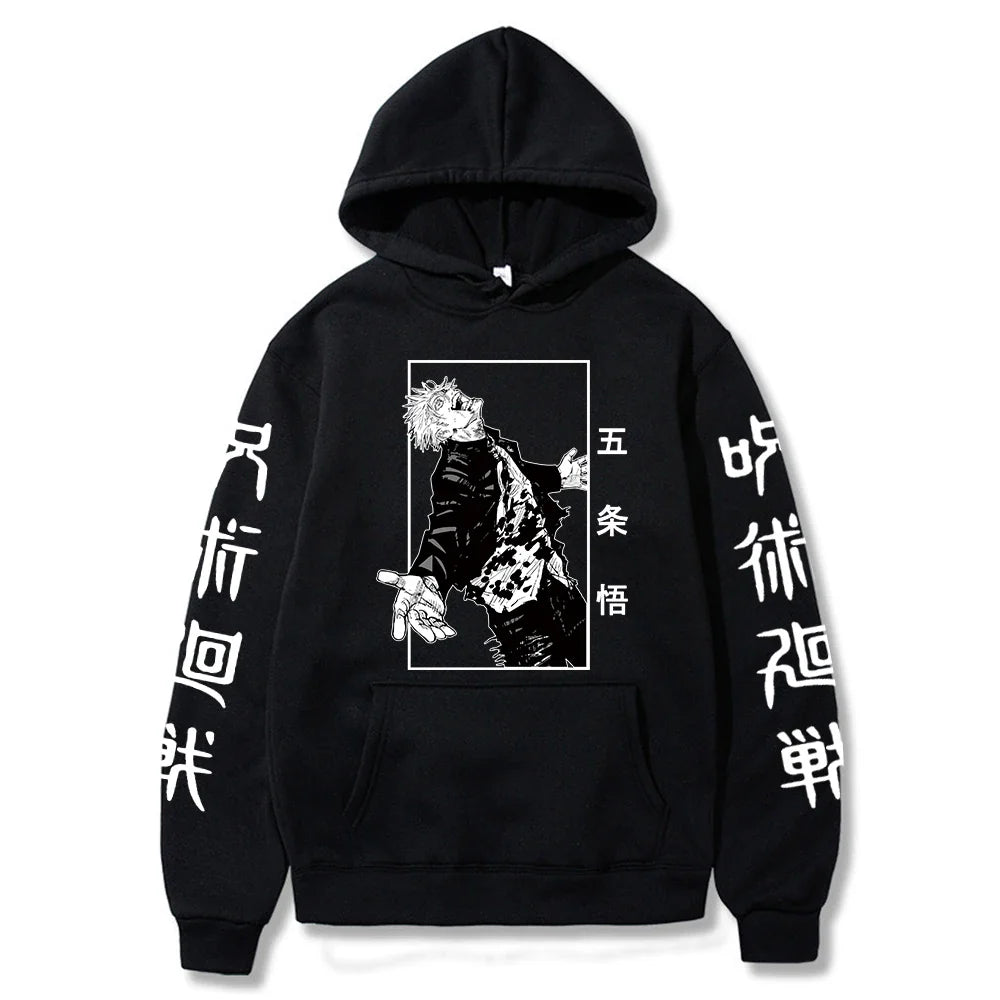 Anime Jujutsu Kaisen Hoodies Men Satoru Gojo Print Sweatshirt Autumn Winter Harajuku Hoody Hooded Streetwear Plus Size Hoodie