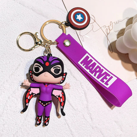 Marvel Keychain Silicone Bag Keyring For Women Disney Spider Man Key Holder Car Hanging Accessories Jewelry Gifts