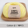 QJH 10PCS 100% Organic Cotton Yarn Pure/Mixed Color Yarn, Knitting Yarn - Crochet Yarn Soft 10 Strands Hank Yarn Machine Washabl